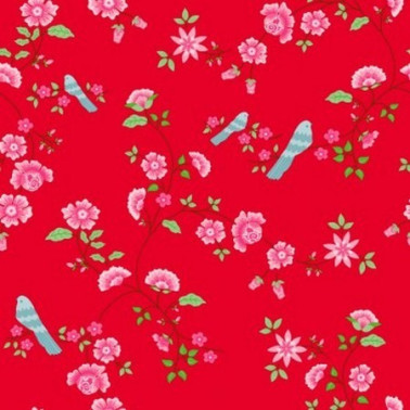 Wallpaper Bird Branches Red 2000113 - COORDONNE