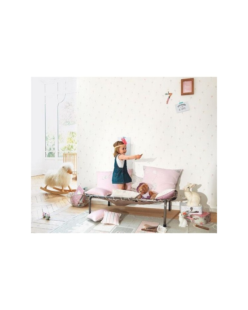 Tissus MWS29984228 ELEPHANTS ROSE BEIGE Casadeco