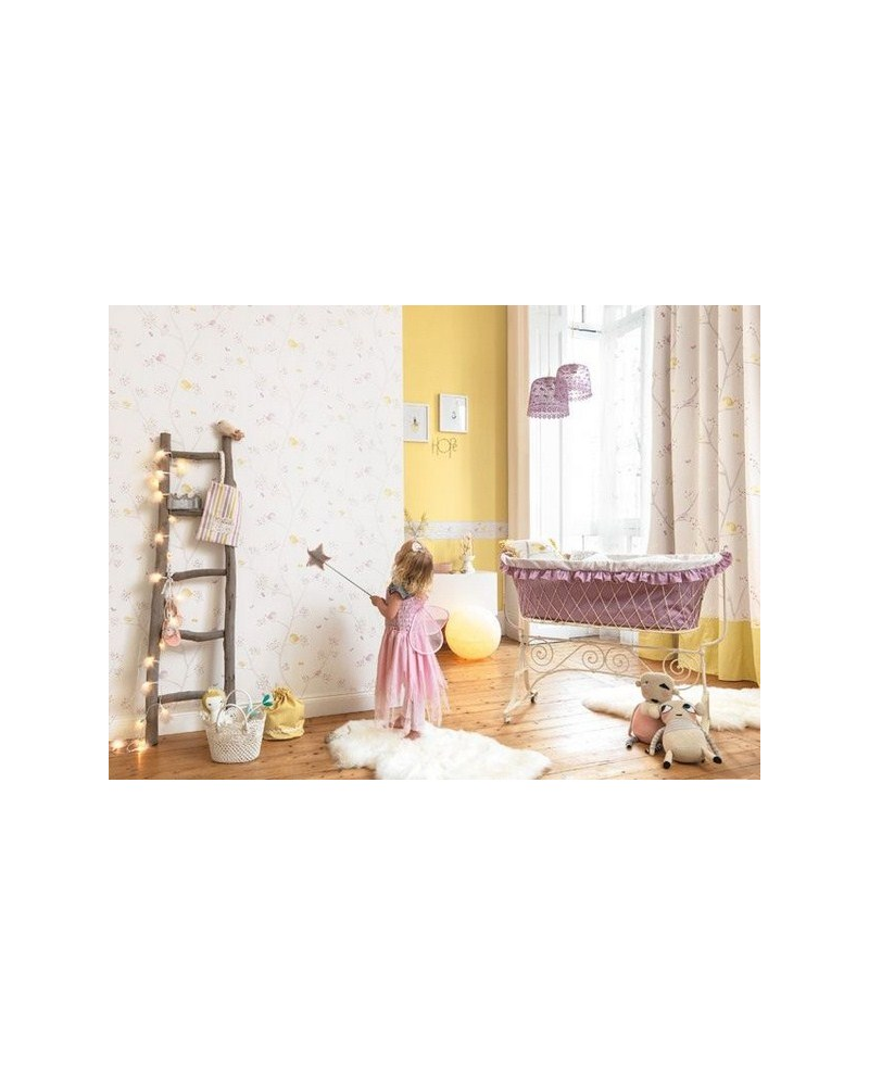 Tecido MWS80025224 OISEAUX PARME JAUNE Casadeco