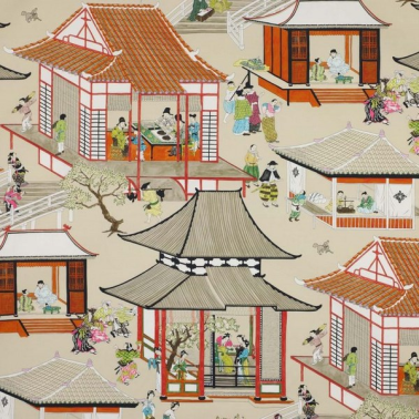 Tissus 04805-01 MADAME BUTTERFLY ROUGE DE CHINE MANUEL CANOVAS