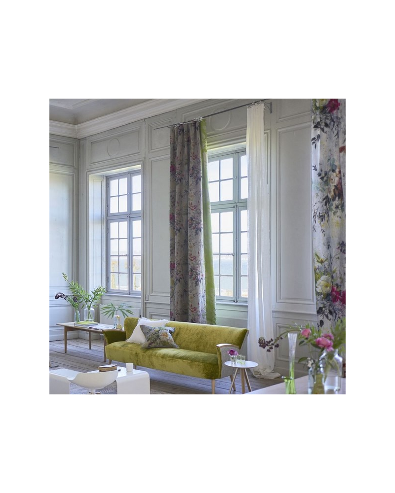 Tecido FDG2560-01 Aubriet lino Damson Designers Guild