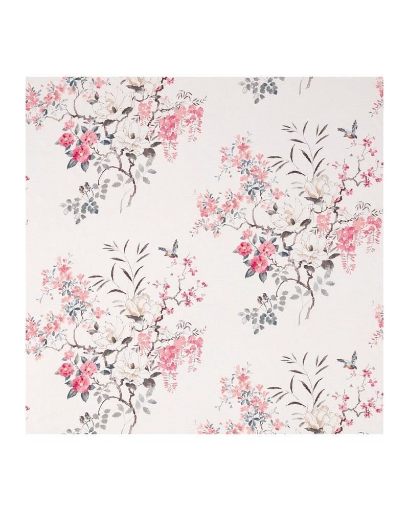 Dekostoff DWAP226295 MAGNOLIA & BLOSSOM Coral-Silver Sanderson