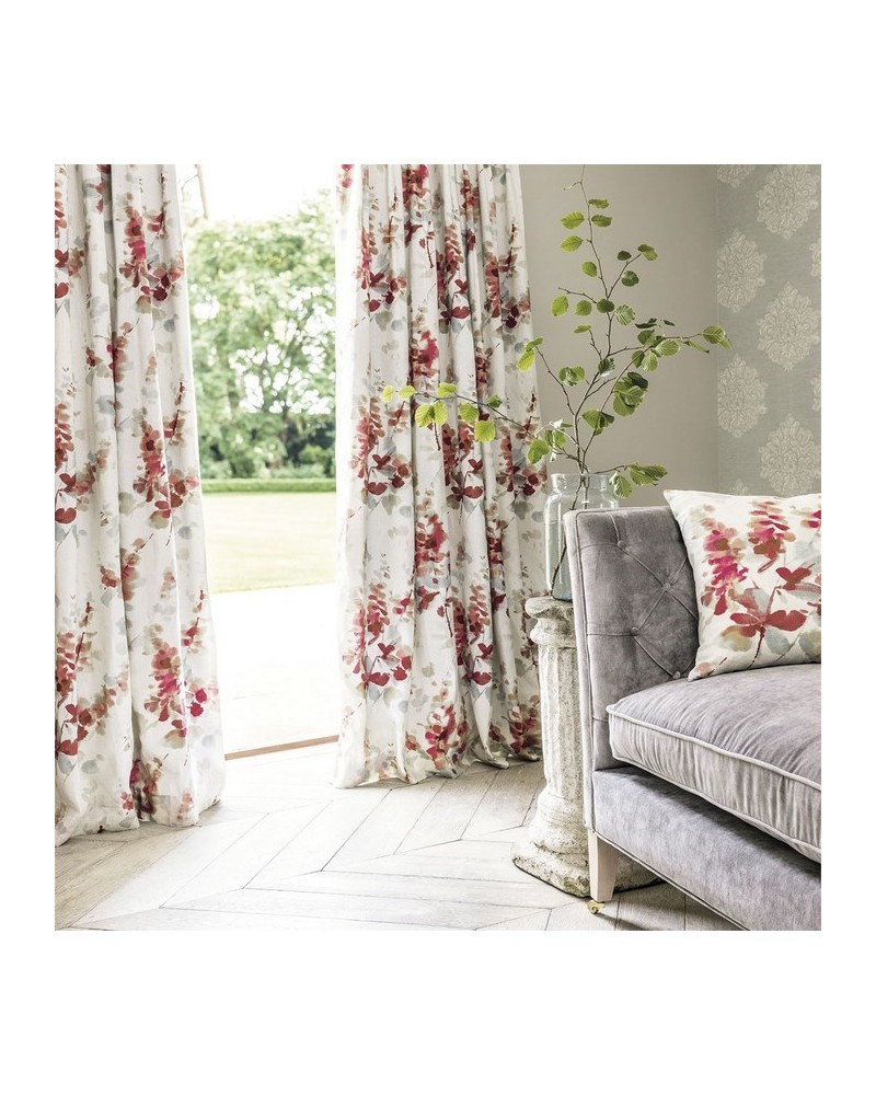 Dekostoff DWAP226290 DELPHINIUMS Coral Sanderson