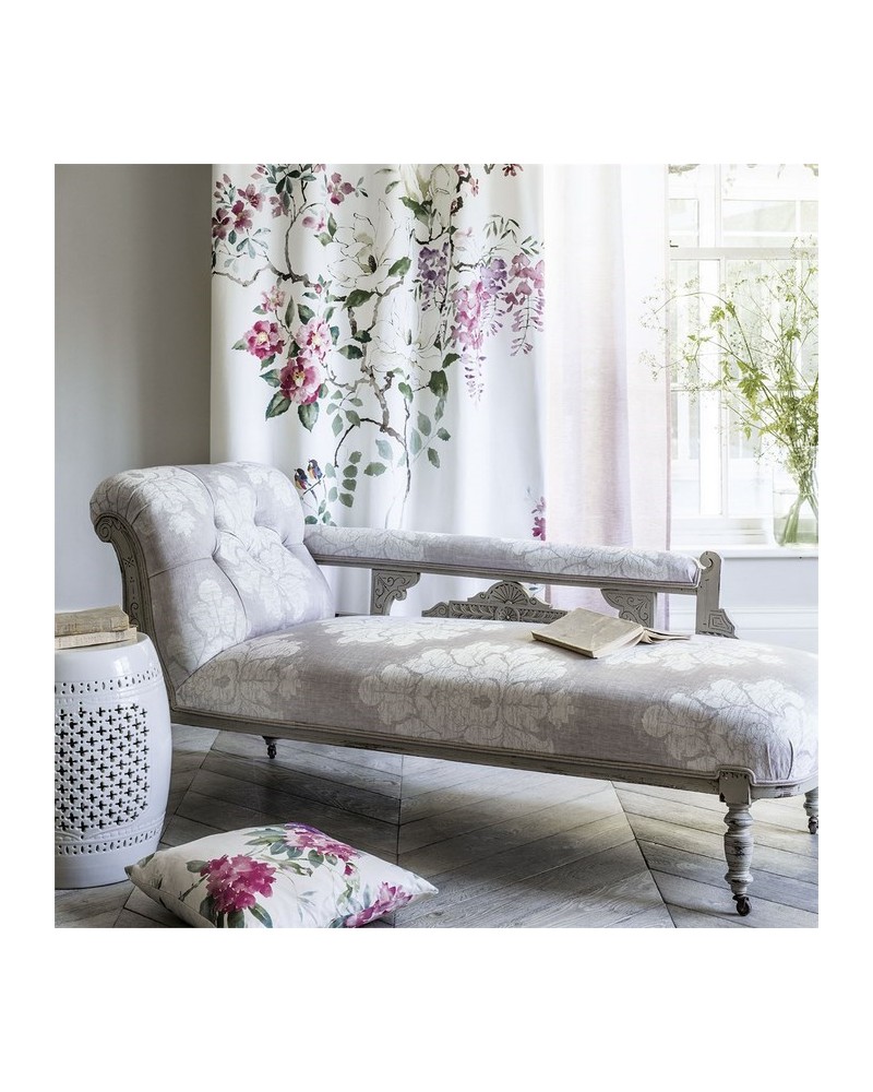 Dekostoff DWAP226295 MAGNOLIA & BLOSSOM Coral-Silver Sanderson