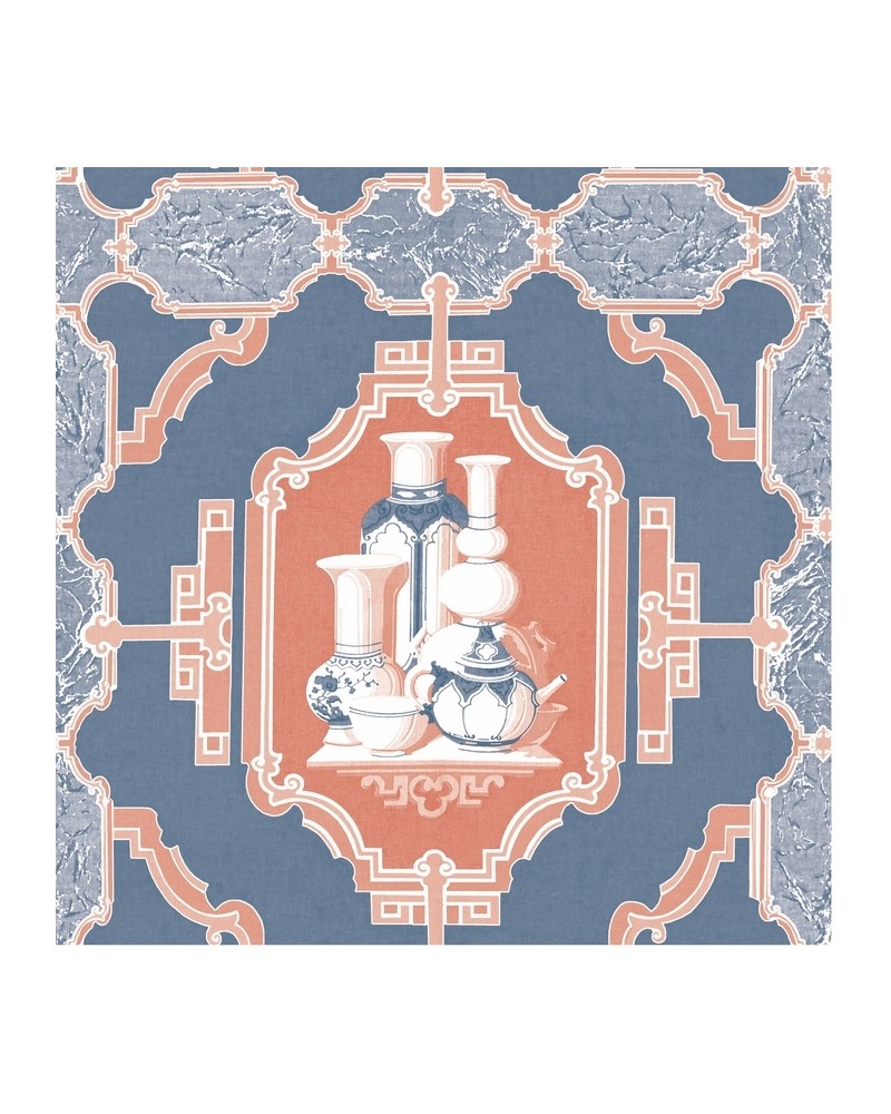 Papel de parede GDW-5445-004 Porcelanas Azul-Rojo - GASTON Y DANIELA Papel de parede GDW-5445-004 Porcelanas Azul-Rojo - GASTON Y DANIELA