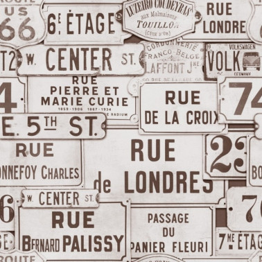 Tapete STREET SIGNS BROWN WP20034 - MIND THE GAP