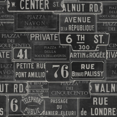 Tapete VINTAGE SIGNS ANTHRACITE WP20037 - MIND THE GAP