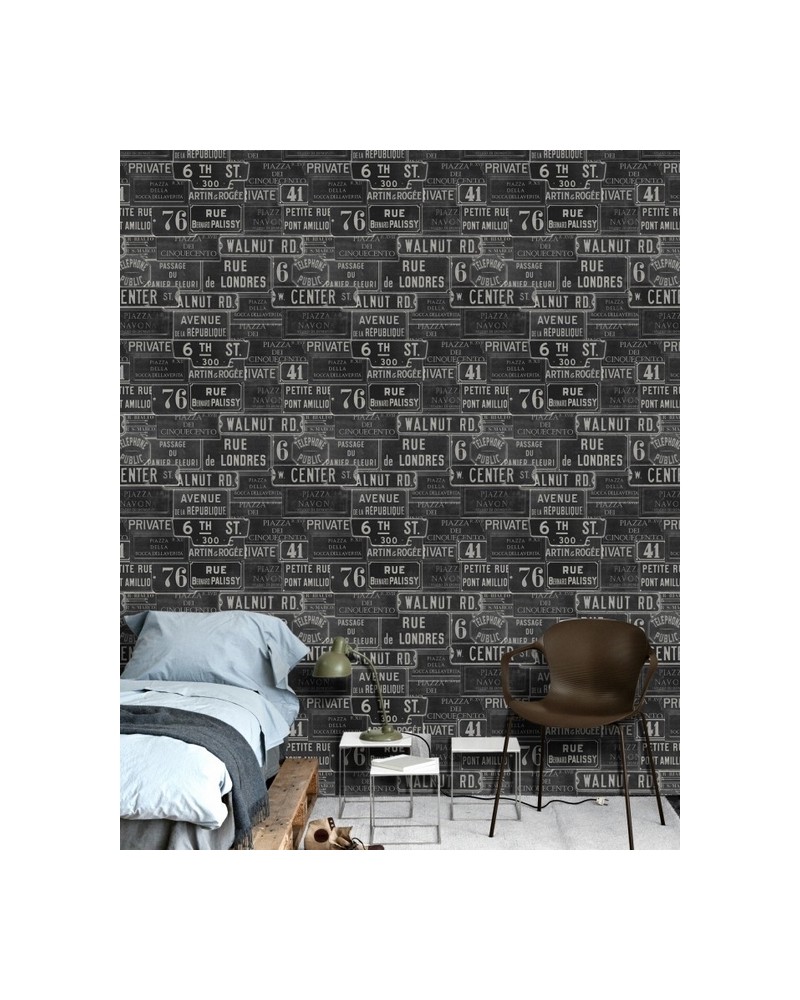 Tapete VINTAGE SIGNS ANTHRACITE WP20037 - MIND THE GAP