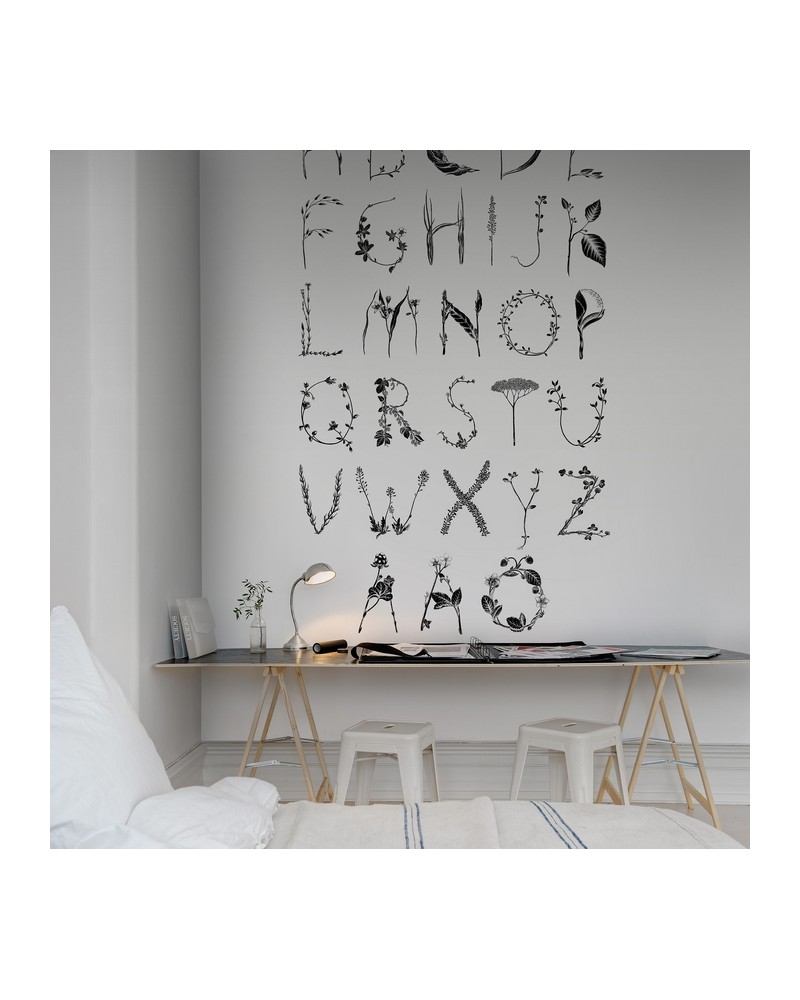 Papier peint R13193-4 ABC FOR THE SWEDISH BEE BLACK - REBEL WALLS