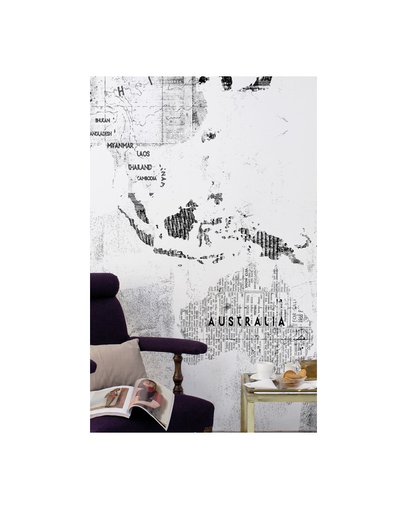Carta da Parati 6500107 NEWSPAPER MAP WHITE - COORDONNE