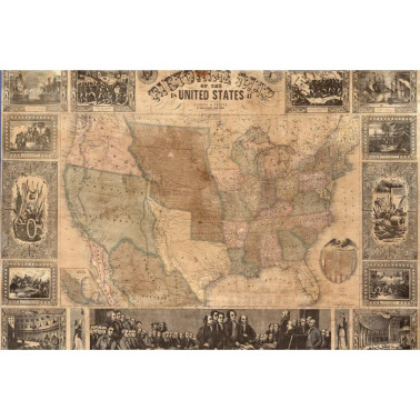 Carta da Parati R11431 Pictorial Map of the U.S. - REBEL WALLS