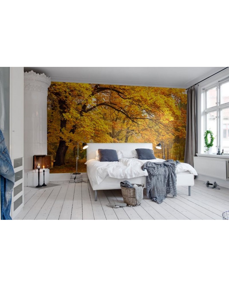 Papel de parede R10191 Yellow Leafy Trees - REBEL WALLS