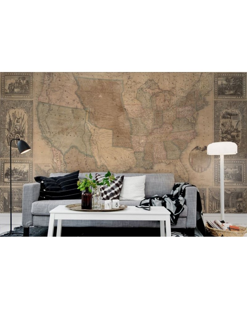 Papier peint R11431 Pictorial Map of the U.S. - REBEL WALLS