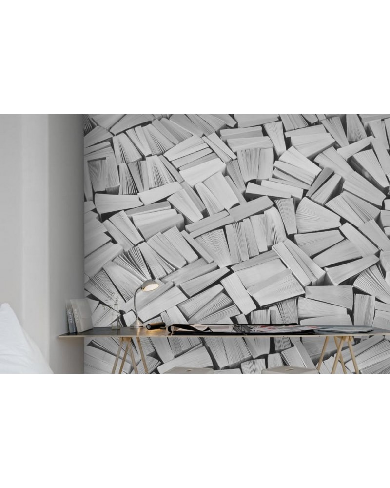 Carta da Parati R11513 Books, white - REBEL WALLS
