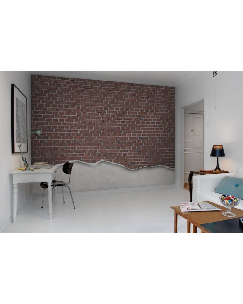 Tapete R12221 Well-Worn Brick Wall, red - REBEL WALLS
