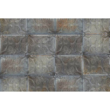 Carta da Parati R12852 Tin Plates, Ontario, black - REBEL WALLS