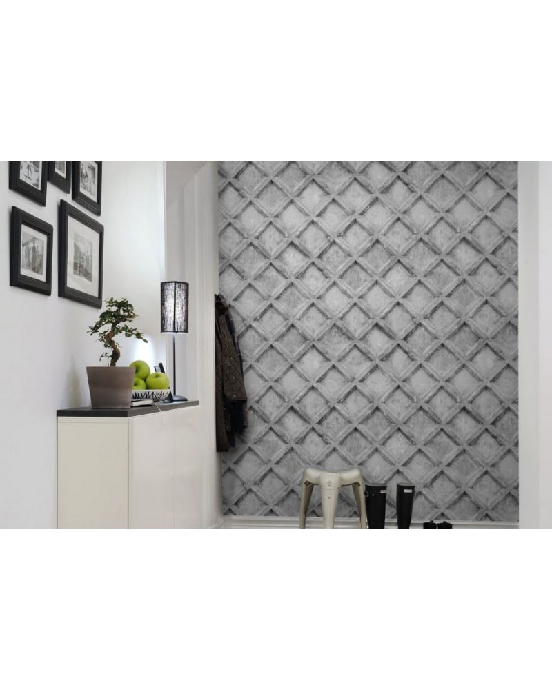 Carta da Parati R12782 Concrete Trellis, grey - REBEL WALLS