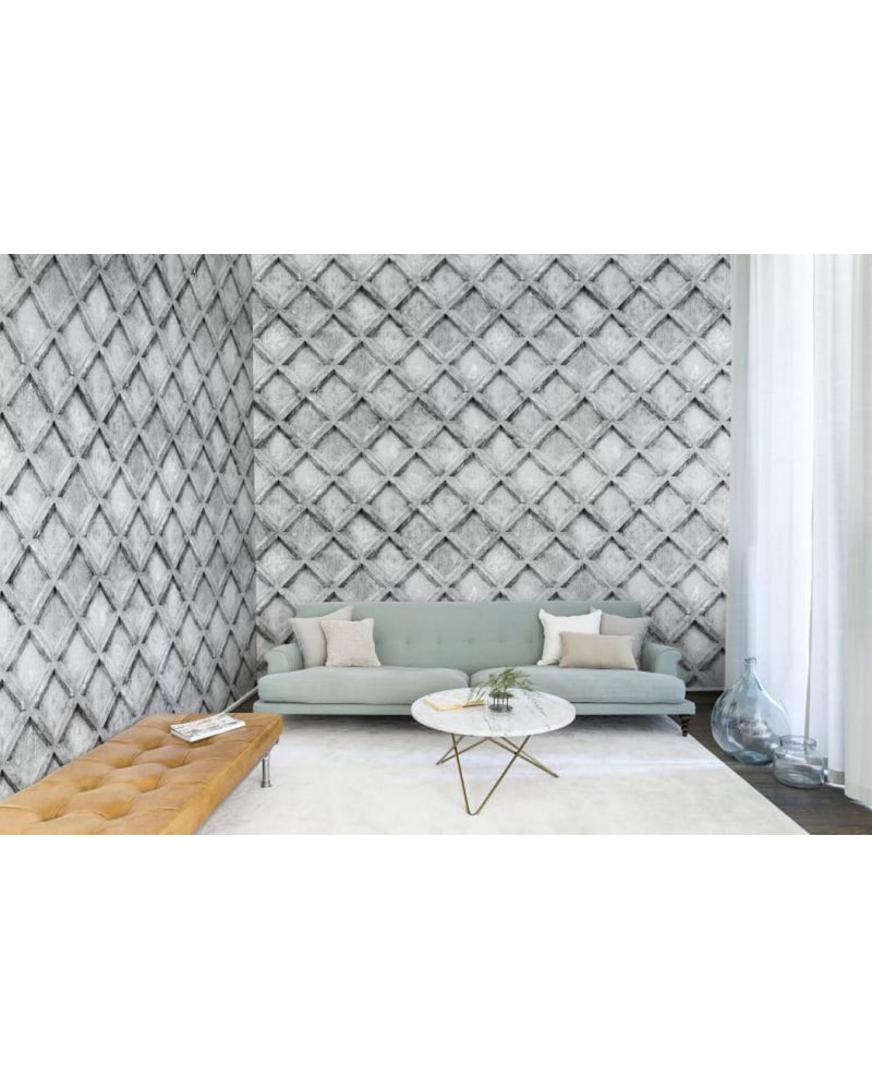 Carta da Parati R12782 Concrete Trellis, grey - REBEL WALLS
