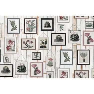 Papel de parede R15322 Cactus Wall Art, Faded - REBEL WALLS