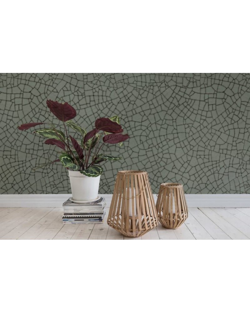 Carta da Parati R14672 Raku Crackle, Jade - REBEL WALLS
