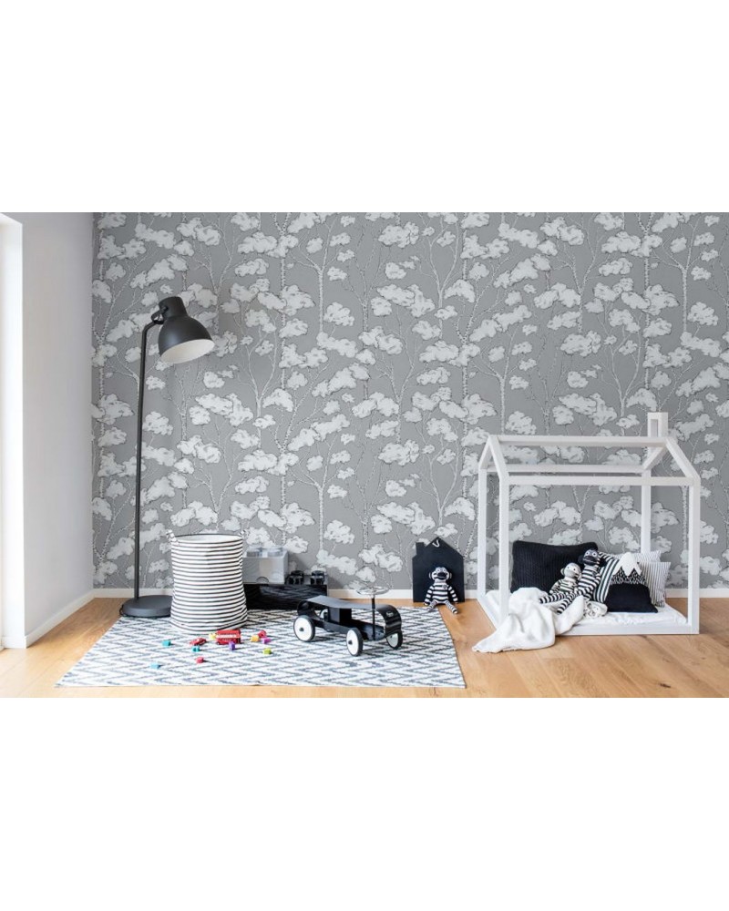 Papel Pintado R15332 Animal Tree, Grey - REBEL WALLS