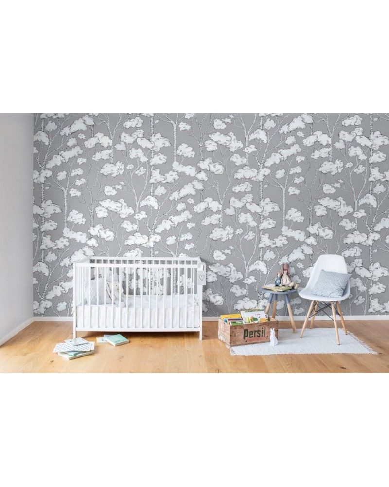 Papel Pintado R15332 Animal Tree, Grey - REBEL WALLS