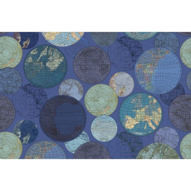 Wallpaper R13883 Globes Gathering, Blue - REBEL WALLS