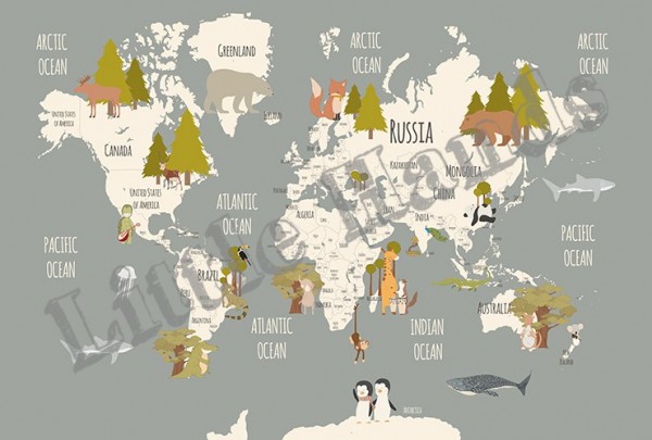 Tapete Animals World Map III - LITTLE HANDS