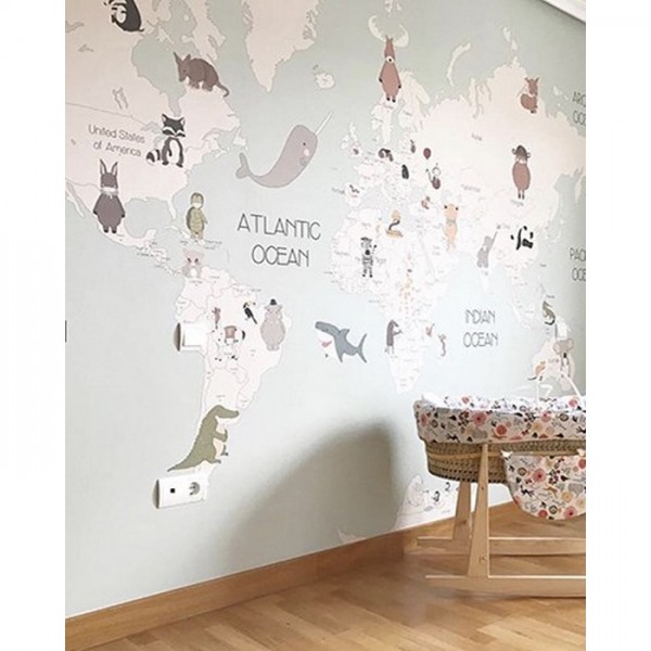 Papier peint Animals World Map IV - LITTLE HANDS Papier peint Animals World Map IV - LITTLE HANDS