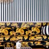 Papier peint MONO STRIPE OFF BLACK OYSTER - HOUSE OF HACKNEY