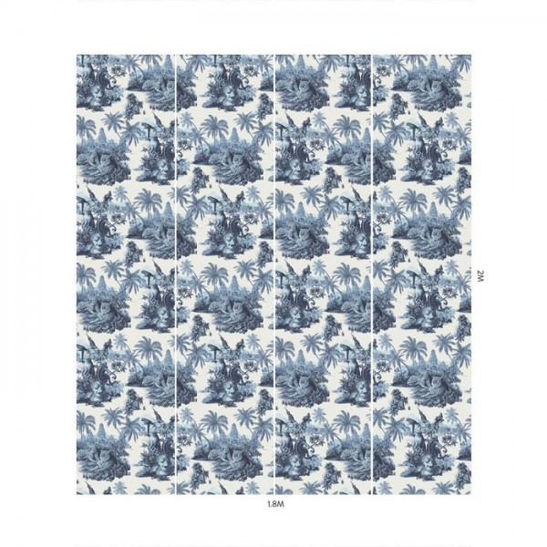 Papier peint SUMATRA OFF WHITE & AZURE - HOUSE OF HACKNEY