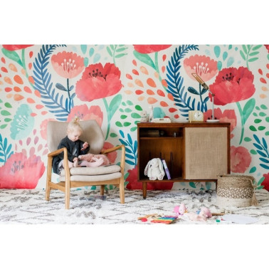 Papier peint CRIMSON POPPY MURAL - ANEWALL