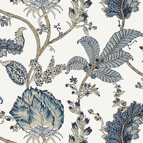 Papier peint KALAMKARI VINE AT78738 Blue White - ANNA FRENCH Papier peint KALAMKARI VINE AT78738 Blue White - ANNA FRENCH