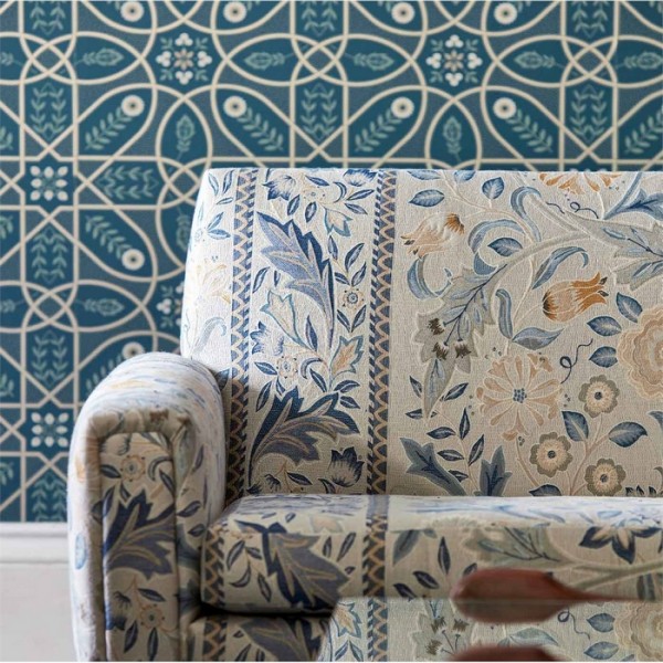 Tapete Brophy Trellis 216699 Deep Teal - MORRIS CO