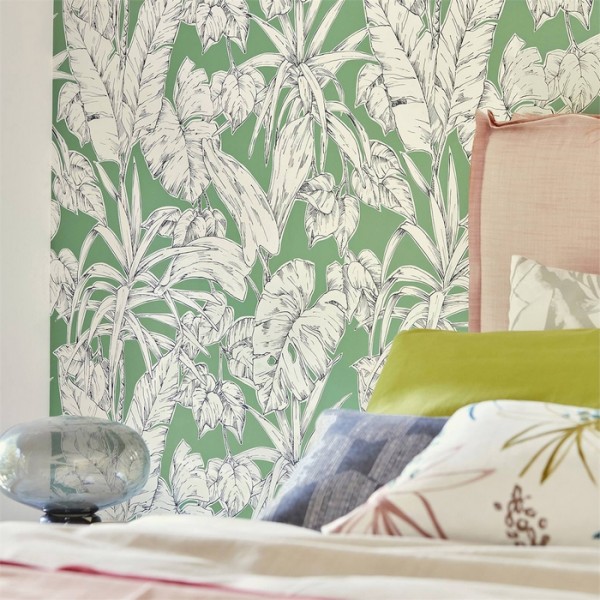 Papier peint Parlour Palm 112023 Charcoal - SCION