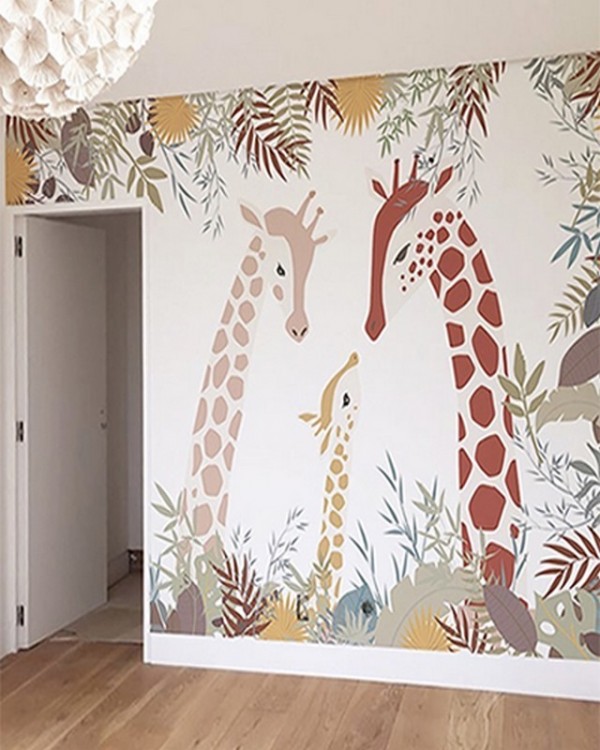 Carta da Parati Giraffe Family - LITTLE HANDS