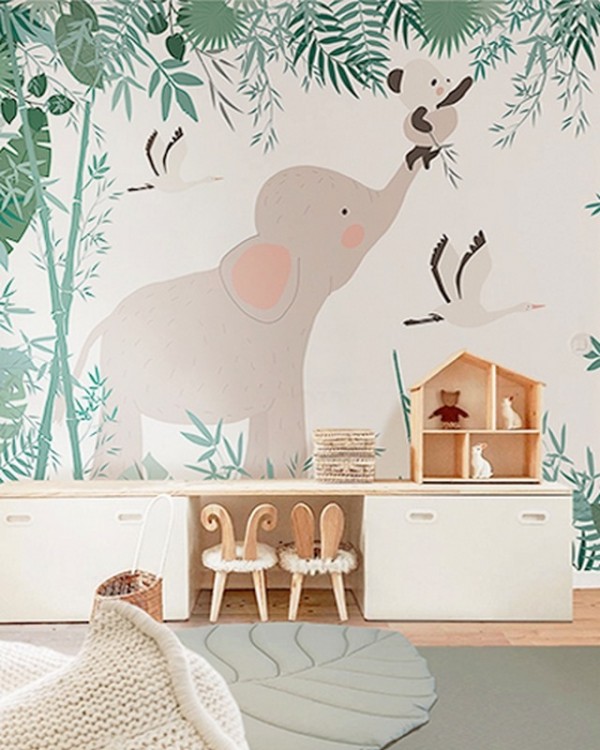 Carta da Parati The Elephant and the Panda - LITTLE HANDS