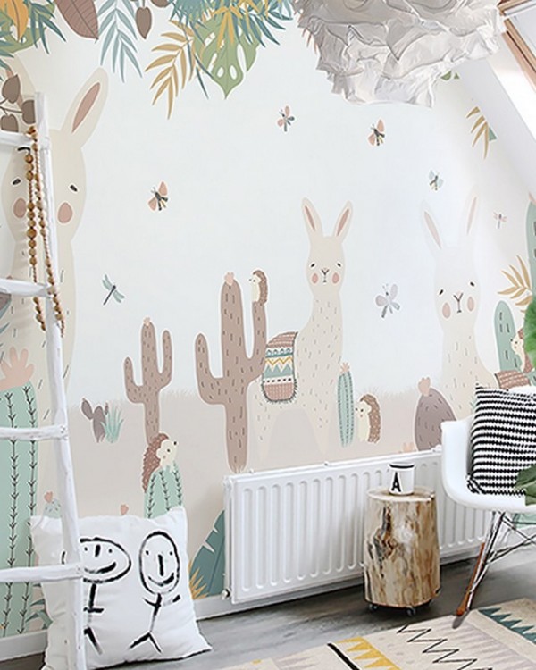 Carta da Parati The Llamas and the Hedgehogs - LITTLE HANDS