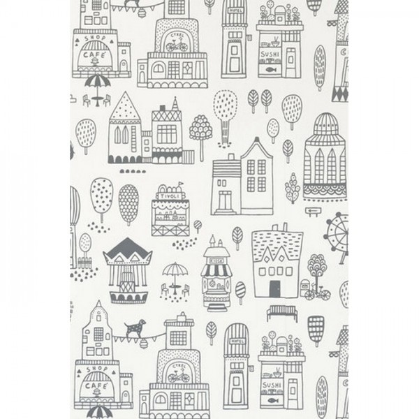 Papel de parede Small Town Soft Black 118-02 - MAJVILLAN Papel de parede Small Town Soft Black 118-02 - MAJVILLAN