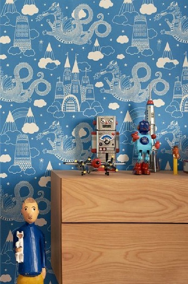 Papel de parede Dragon Sky Dark Blue 103-01 - MAJVILLAN