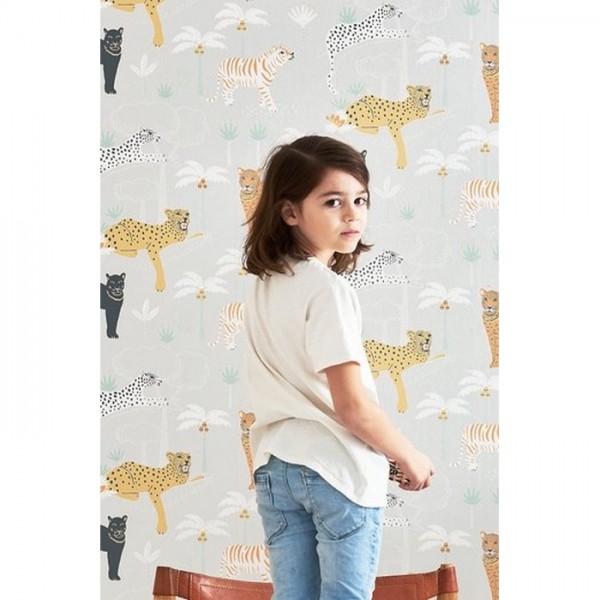 Papier peint Black Panther Light Grey 134-01 - MAJVILLAN
