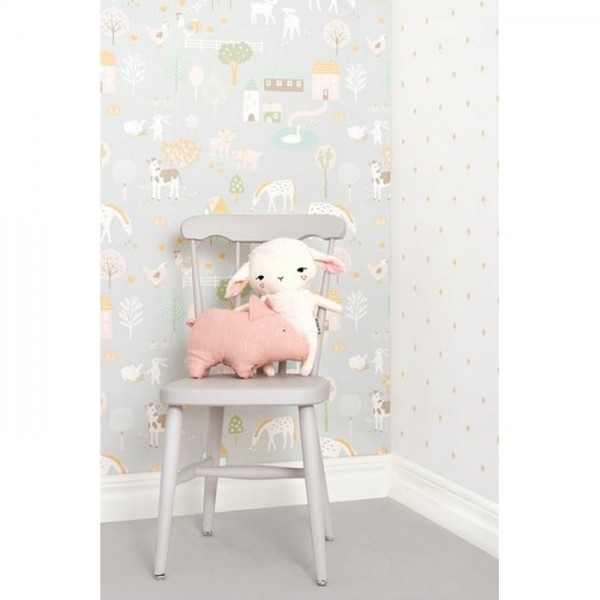 Carta da Parati My Farm Soft Grey 127-01 - MAJVILLAN