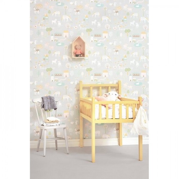 Carta da Parati My Farm Soft Grey 127-01 - MAJVILLAN