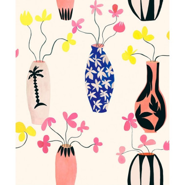Papel Pintado Vase Of Paradise - Charcoal 8000064 - COORDONNE