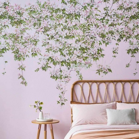 Carta da Parati Classic Clematis Mural Wallpaper Pink - SIAN ZENG