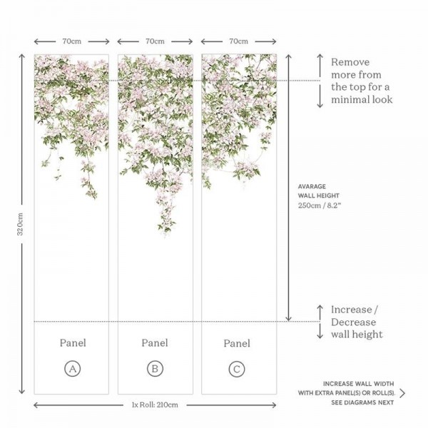 Wallpaper Classic Clematis Mural Wallpaper White - SIAN ZENG