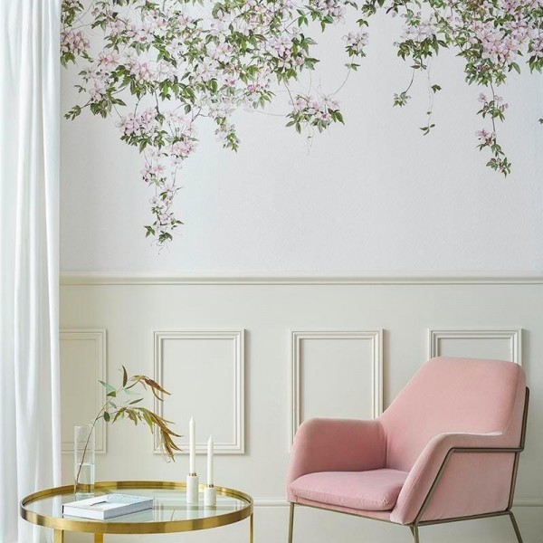 Wallpaper Classic Clematis Mural Wallpaper White - SIAN ZENG