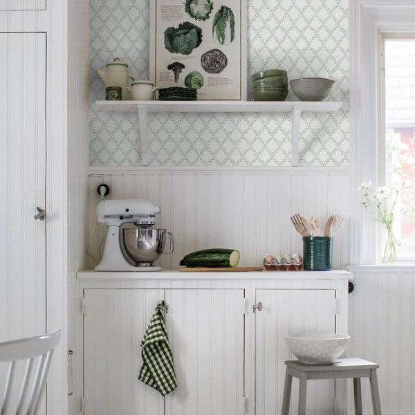 Papel de parede Trellis Leaves 7671 - BORAS TAPETER