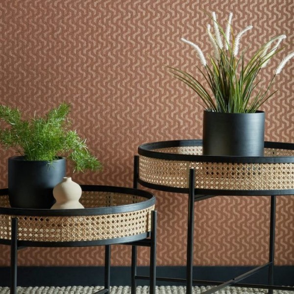 Wallpaper Rattan Burnt Orange 2008-147-02 - 1838 WALLCOVERINGS