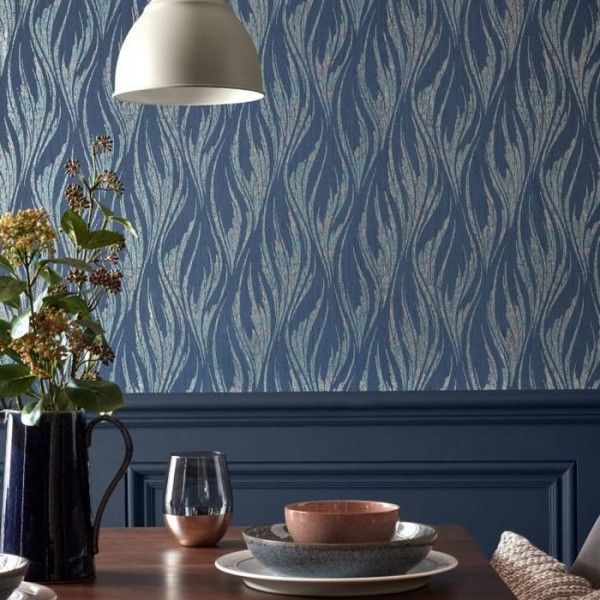 Wallpaper Ripple Blue Dusk 2008-146-03 - 1838 WALLCOVERINGS